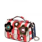 Fendi Floral Appliques Snakeskin Double Micro Baguette Bag