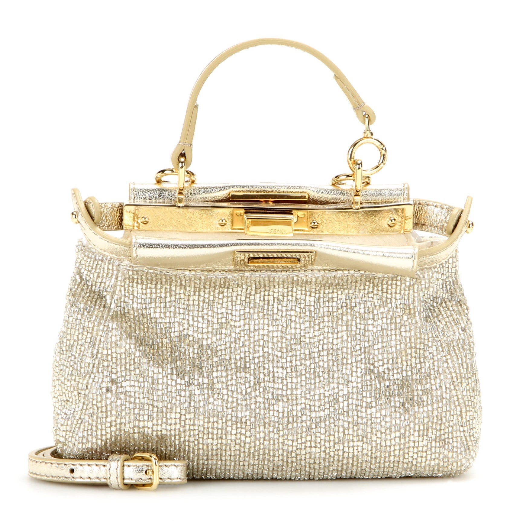 Fendi Peekaboo Micro Embellished Shoulder Bag