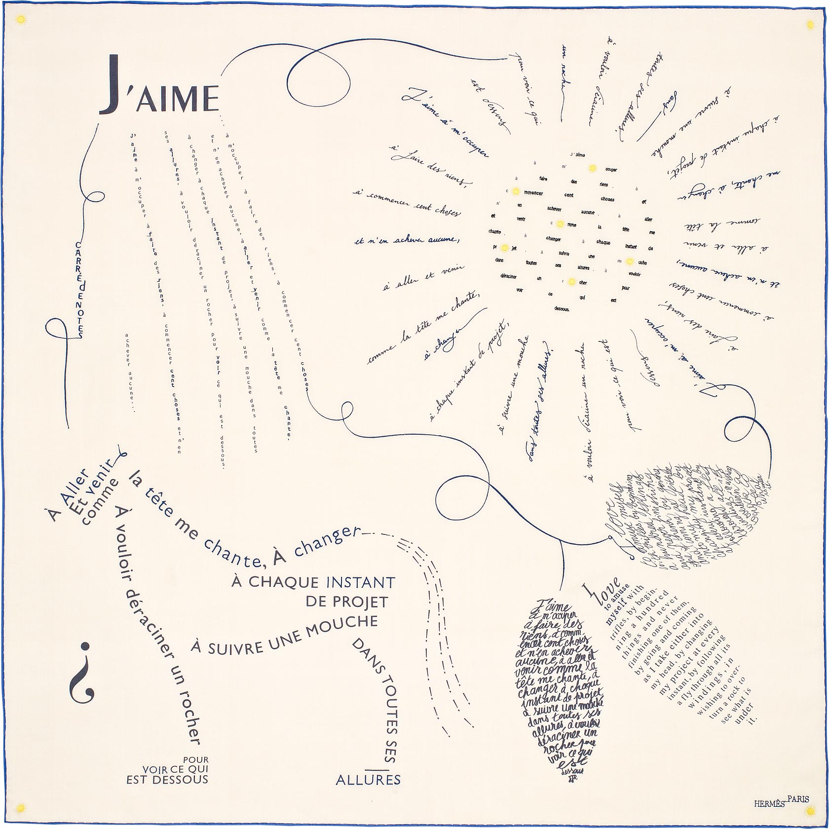 Hermes Carre de Notes Silk Twill Scarf