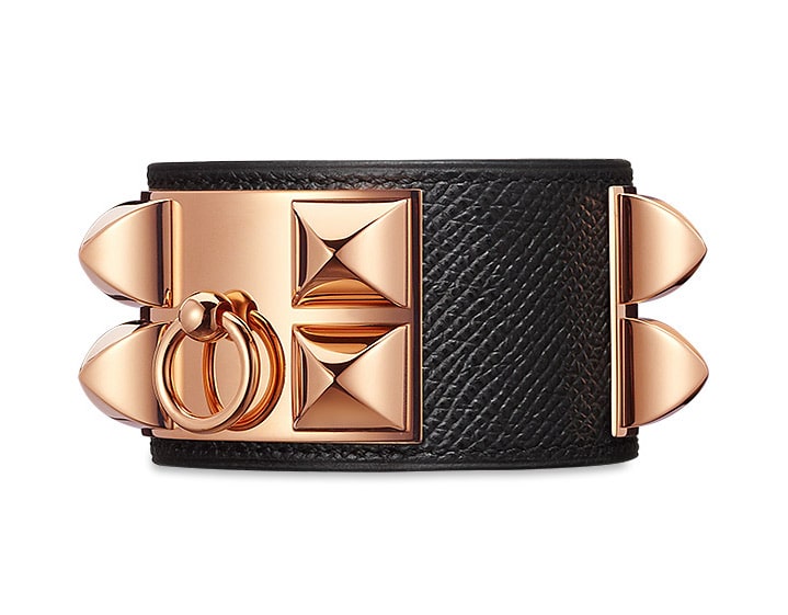 Hermes Rose Gold and Calfskin Collier de Chien Bracelet