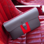 Moynat Gray/Red Holdall Ruban Clutch Bag