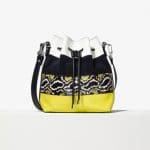 Proenza Schouler Optic White/Navy/Sulphur Striped Ayers/Canvas Medium Bucket Bag