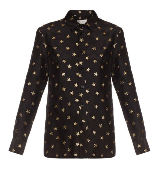 Saint Laurent Star-embroidery Silk Shirt