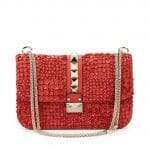 Valentino Deep Coral Garden Couture Embellished Lock Flap Bag