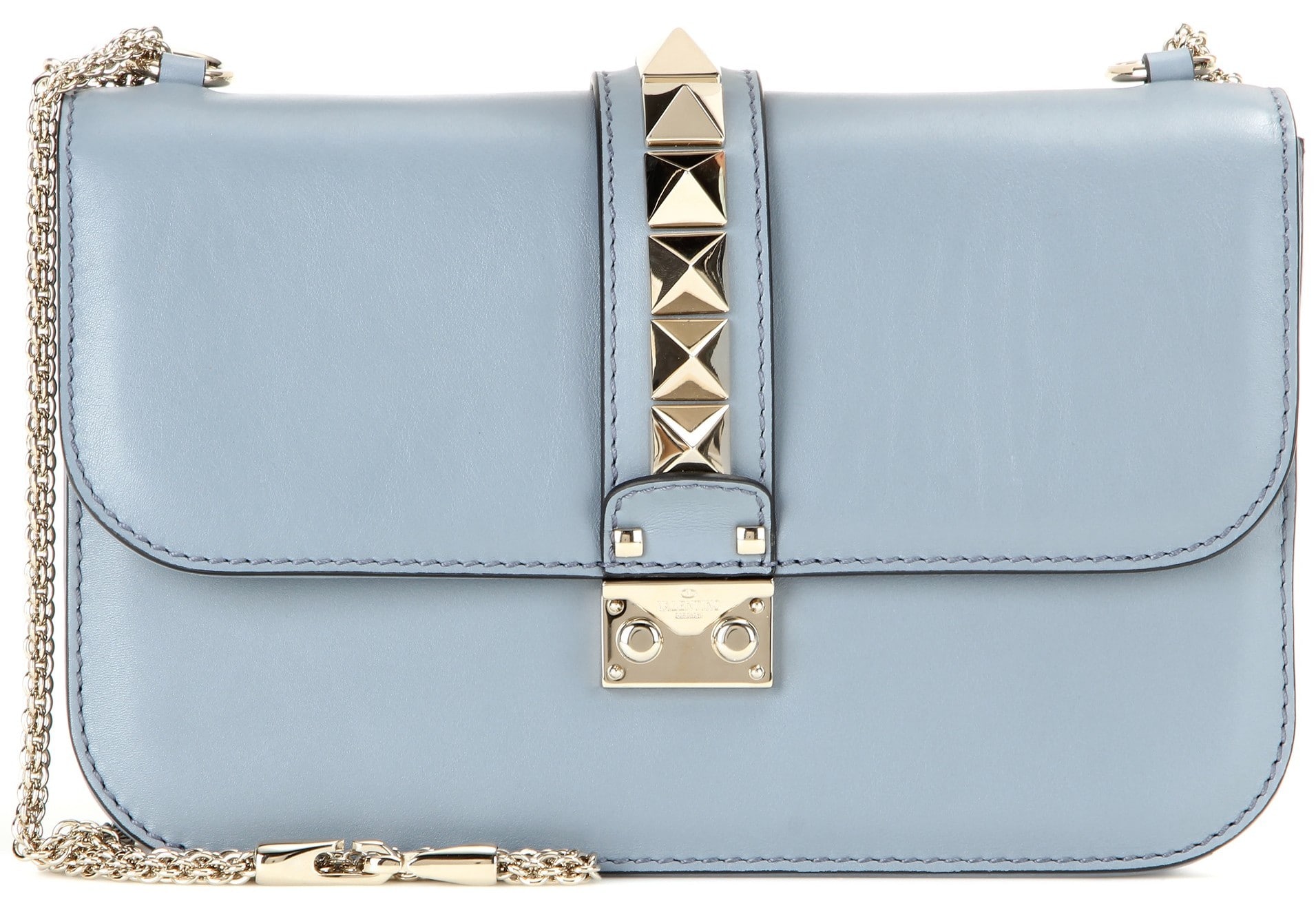 Valentino Light Blue Lock Flap Medium Bag