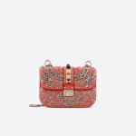 Valentino Red Garden Couture Embellished Lock Flap Small Bag