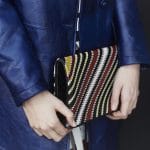 Bottega Veneta Black Multicolor Striped Fold Over Clutch Bag