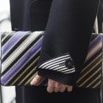 Bottega Veneta Black Multicolor Striped Fold Over Clutch Bag 3