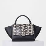 Celine Black/White Watersnake/Calfskin Small Trapeze Bag