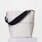 Celine White with Black Double Stitching Seau Sangle Shoulder Bag