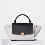 Celine White/Black Washed Canvas/Calfskin Small Trapeze Bag