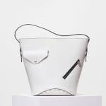 Celine White/Dark Green Bucket Biker Shoulder Bag