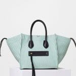 Celine White/Green Textile Medium Luggage Phantom Bag