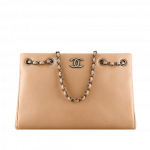 Chanel Beige Metallic Grained Calfskin Large Shopping Bag