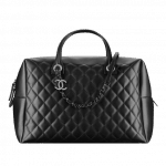 Chanel Black Featherweight Large Bowling Bag