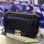 Chanel Black Iridescent Calfskin Boy Small Bag