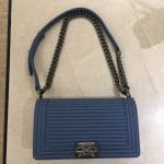 Chanel Blue Horizontal Quilted Old Medium Boy Flap Bag