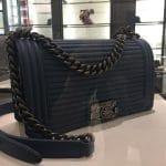 Chanel Blue Horizontal Quilted Small Boy Flap Bag