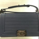 Chanel Gray Horizontal Quilted Old Medium Boy Flap Bag