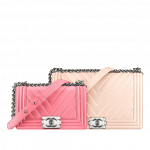 Chanel Pink and Light Pink Chevron Boy Flap Bags