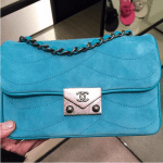 Chanel Turquoise Suede Pagoda Flap Small Bag