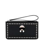 Fendi Black Karlito Flat Stud-Trim Pouch Bag