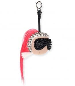 Fendi Black/White/Pink Karlito Studded Bag Charm