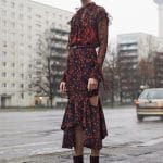 Givenchy Red Flowers Printed Chiffon Top and Stretch Skirt - Pre-Fall 2016