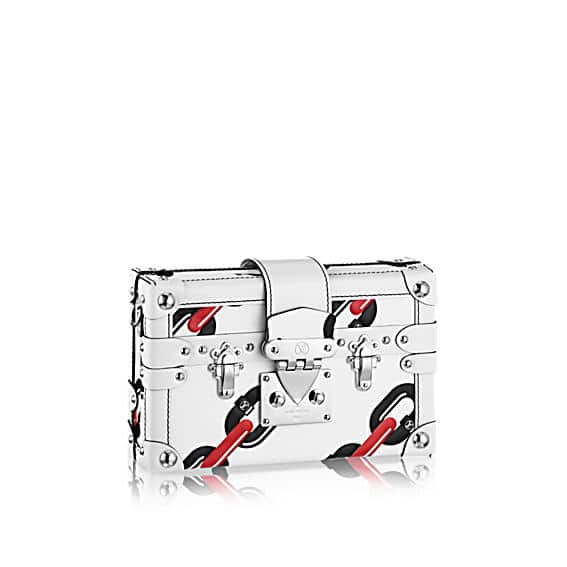 Louis Vuitton Red, White, and Black EPI Chain Flower Petite Malle Silver Hardware, 2016, Red/White/Black Womens Handbag