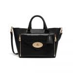 Mulberry Black Silky Classic Calf with Deep Embossed Croc Small Willow Tote Bag