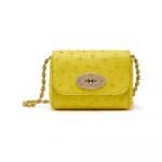 Mulberry Neon Yellow Ostrich Mini Lily Bag