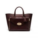 Mulberry Oxblood Silky Classic Calf with Deep Embossed Croc Willow Tote Bag