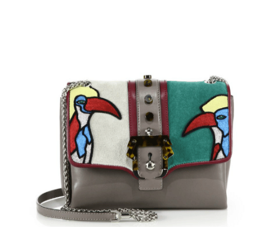 Carine Embroidered Leather & Suede Shoulder Bag