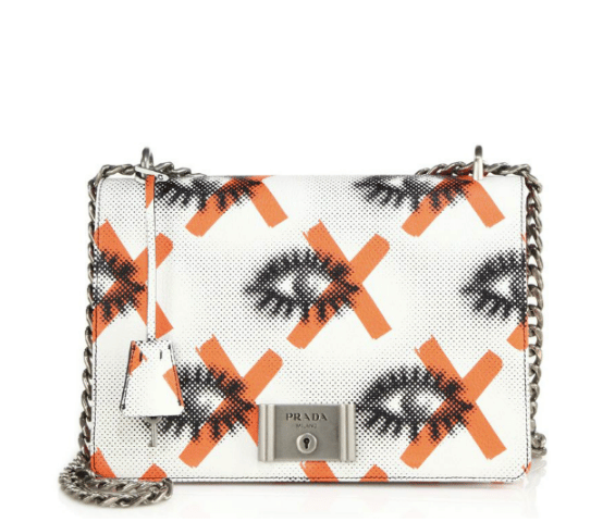 Prada Daino Eye-Print Leather Chain Shoulder Bag