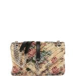 Saint Laurent Beige Monogram Floral Jacquard Shoulder Bag