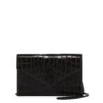 Saint Laurent Black Croc Embossed Chain Wallet Bag