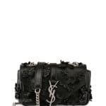 Saint Laurent Black Floral Embellished Baby Monogram Shoulder Bag