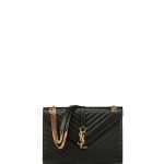 Saint Laurent Black Matelasse Monogram Satchel Large Bag