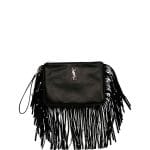 Saint Laurent Black Monogram Fringe Beaded Pouch Bag