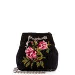 Saint Laurent Black with Rose Pattern Woven Emmanuelle Baby Bucket Bag
