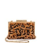 Saint Laurent Gold Bijoux Beaded Leopard-Print Clutch Bag