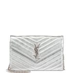 Saint Laurent Platinum Monogram Matelasse Chain Wallet Bag