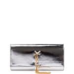 Saint Laurent Silver Metallic Monogram Tassel Clutch Bag