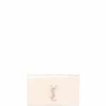 Saint Laurent White Croc Embossed Monogram Clutch Bag