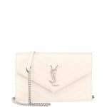 Saint Laurent White Monogram Matelasse Chain Wallet Bag