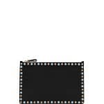 Valentino Black Rolling Rockstud Cabochon Leather Clutch Bag