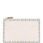 Valentino Ivory Rolling Rockstud Cabochon Leather Clutch Bag
