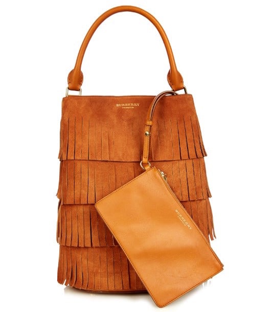 Burberry Prorsum Fringed Suede Bucket Bag