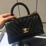 Chanel Black Chevron Mini Coco Handle Bag