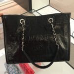 Chanel Black Leather Deauville Tote Small Bag